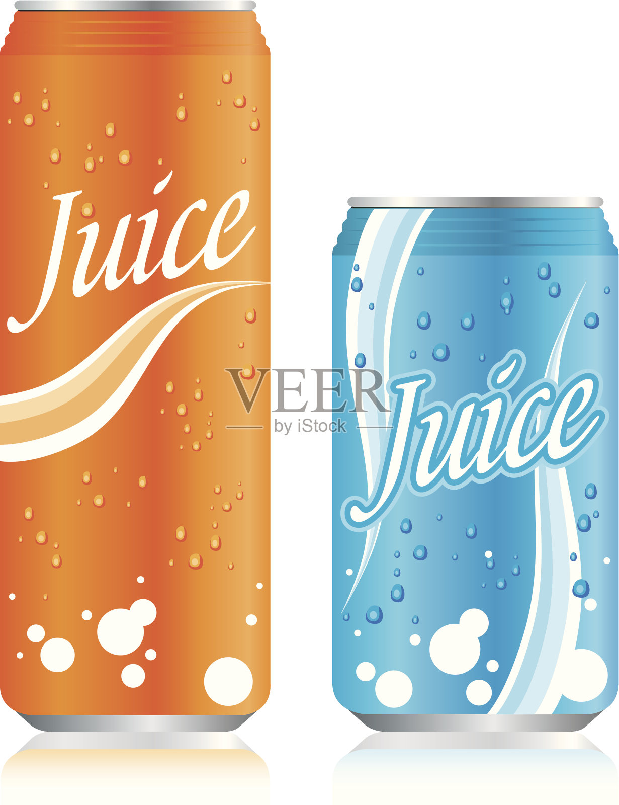 饮料果汁罐设置向量插画图片素材