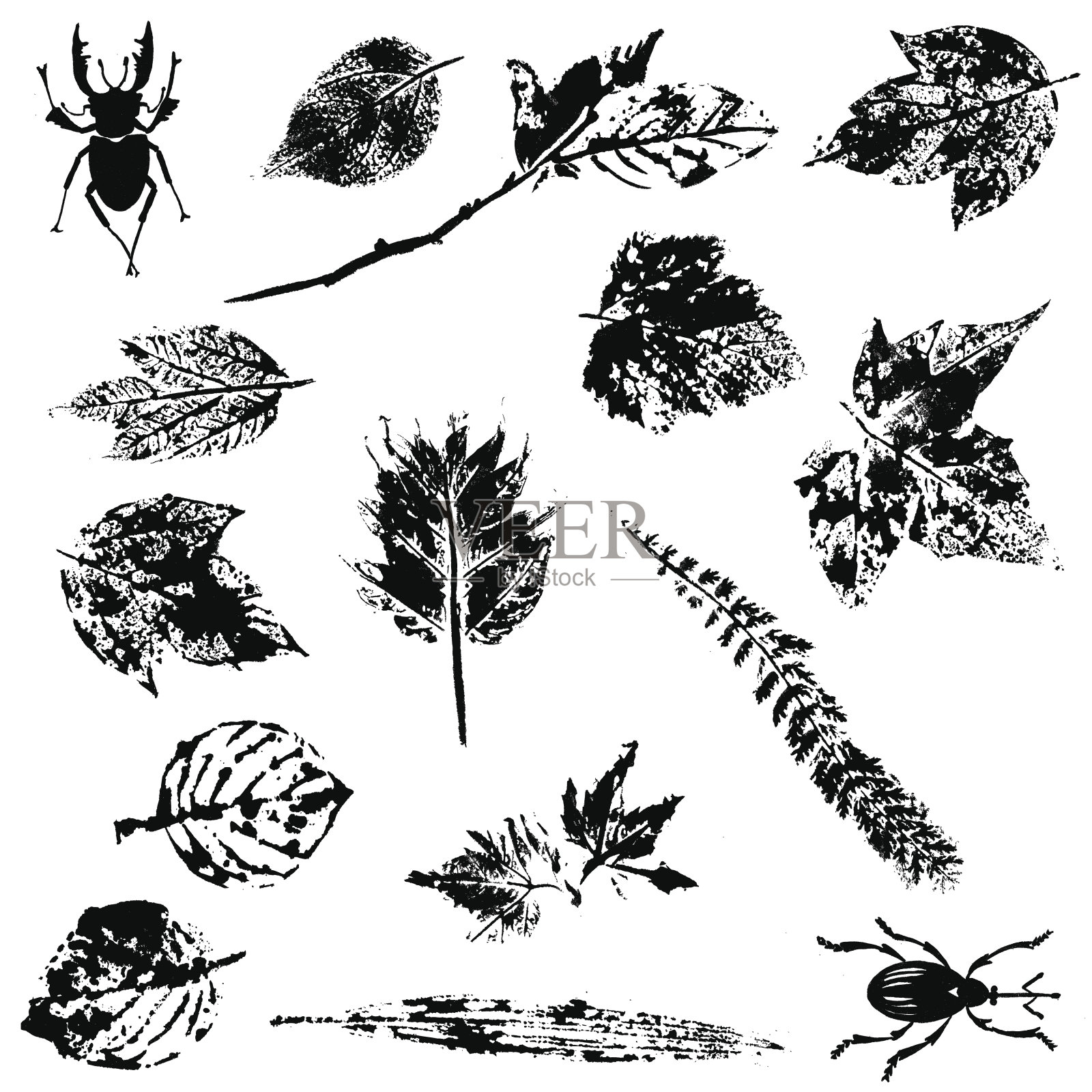 自然垃圾元素的集合插画图片素材