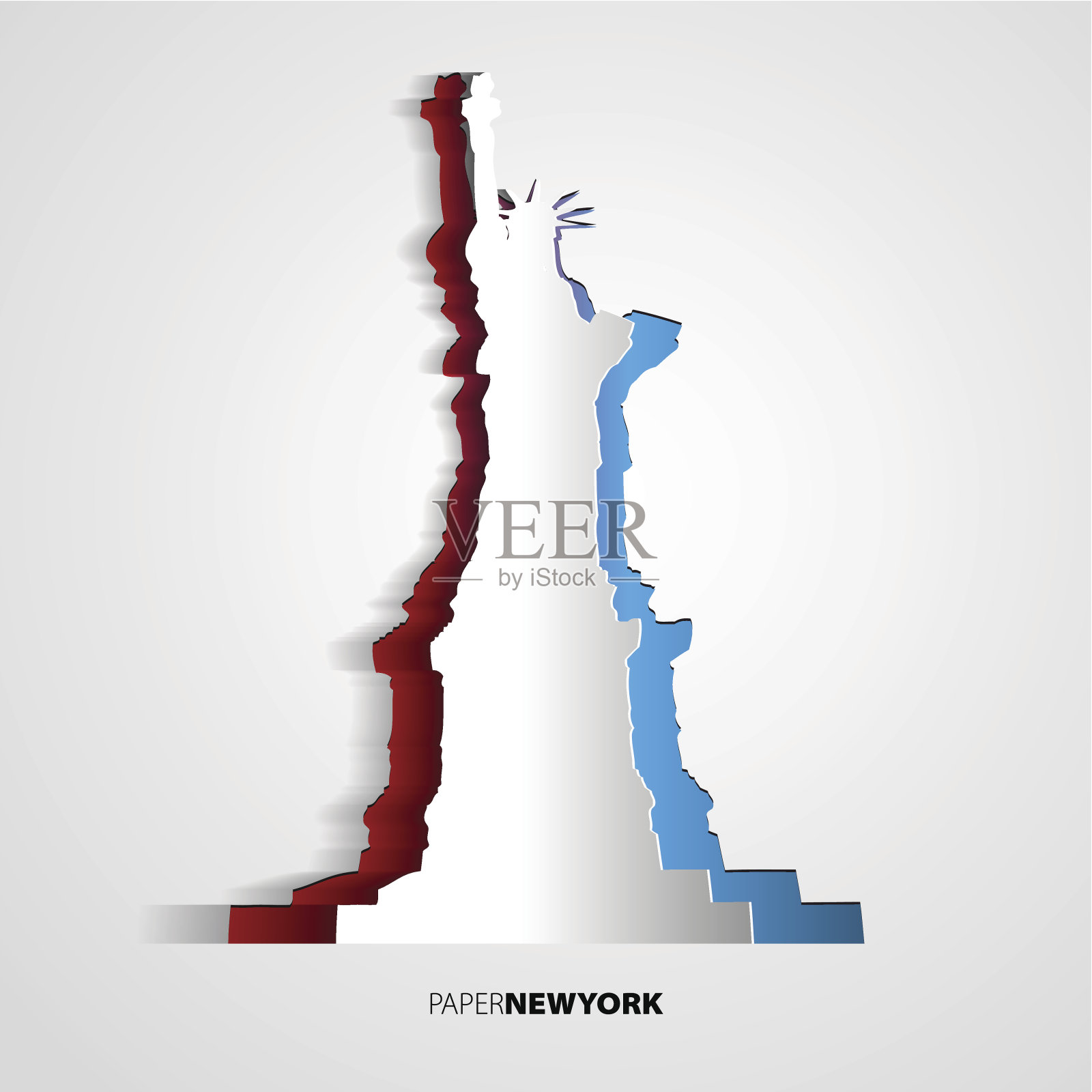 纸上的自由女神像-纽约插画图片素材