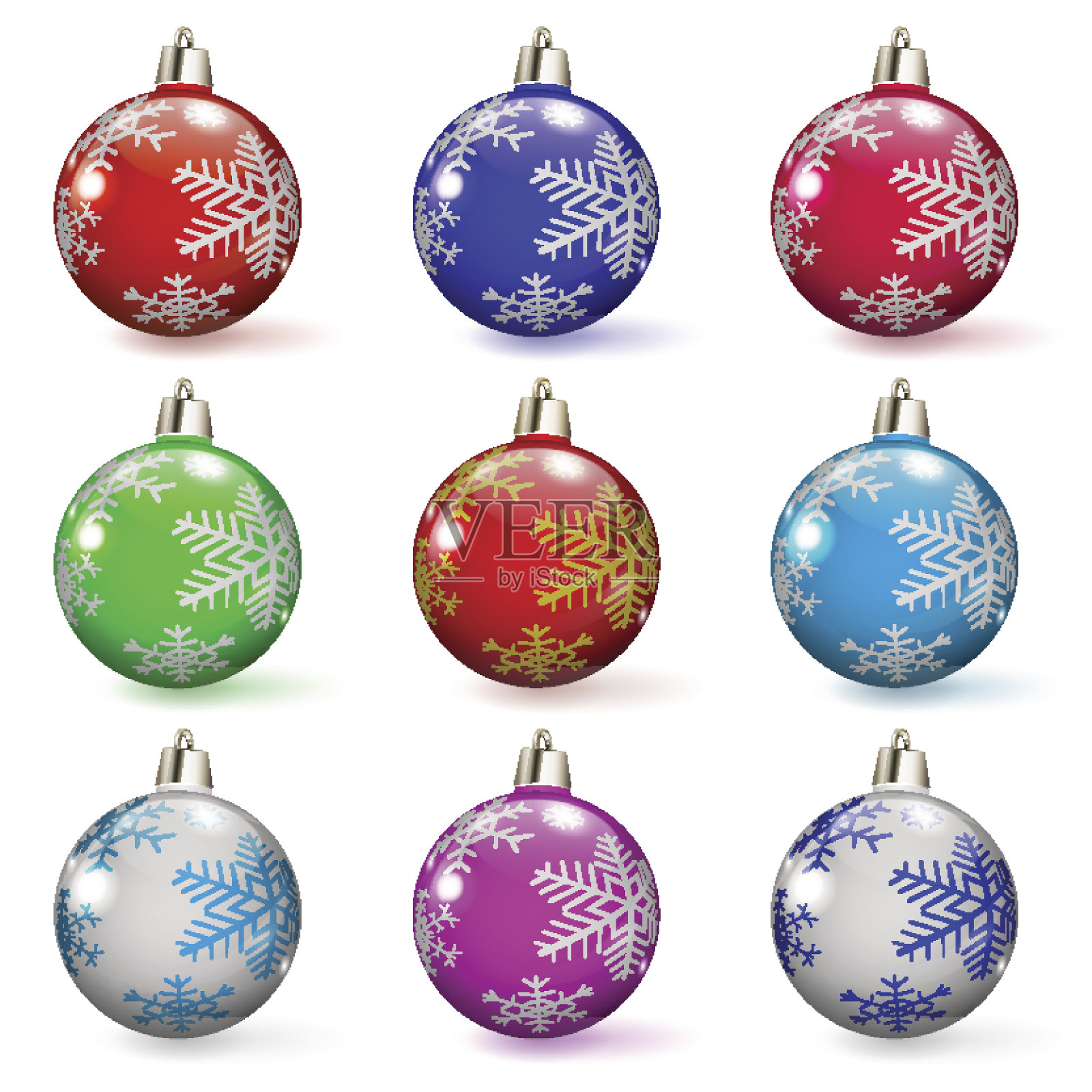 一套圣诞球插画图片素材