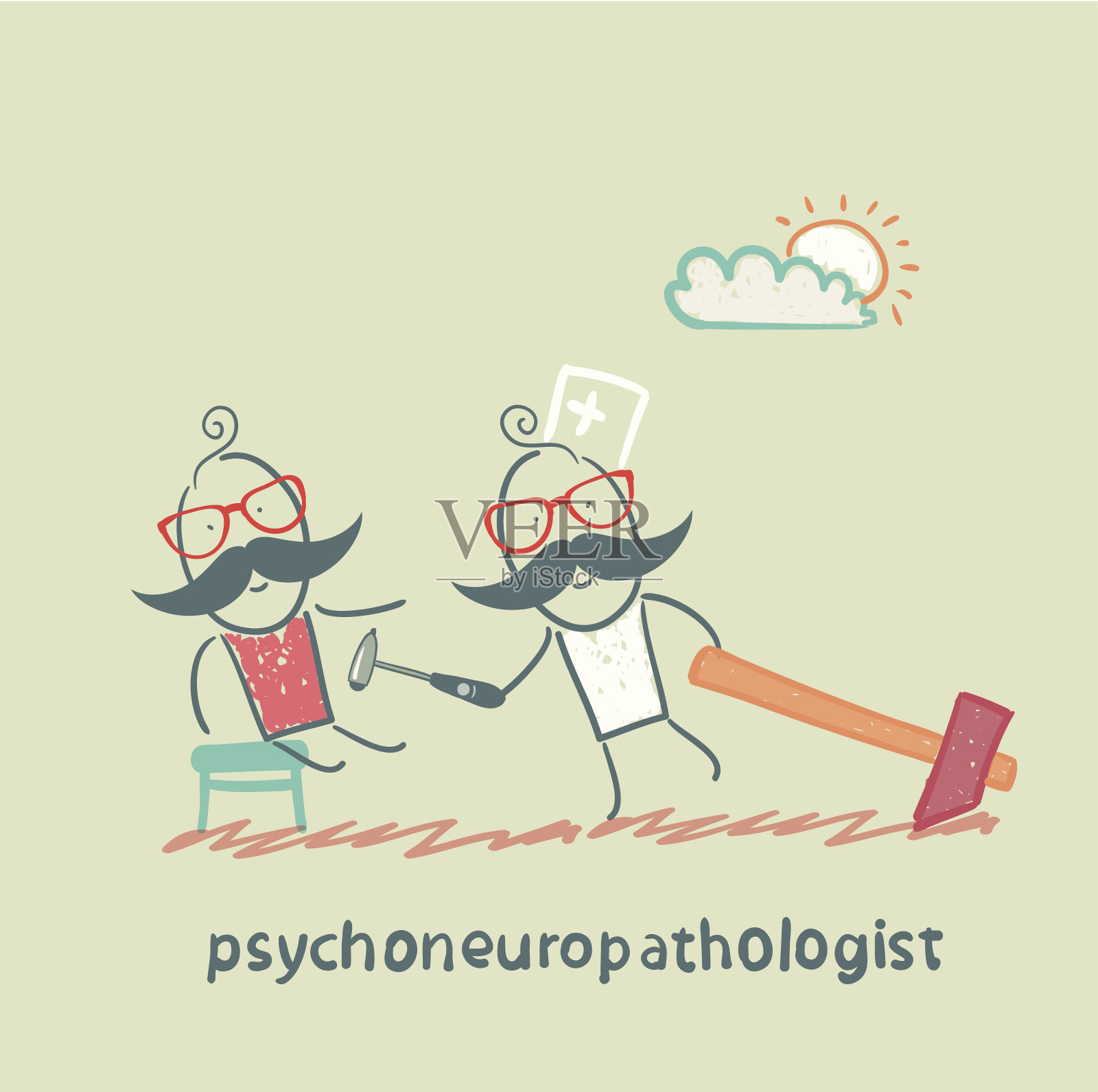 精神神经病理学家检查病人的神经插画图片素材