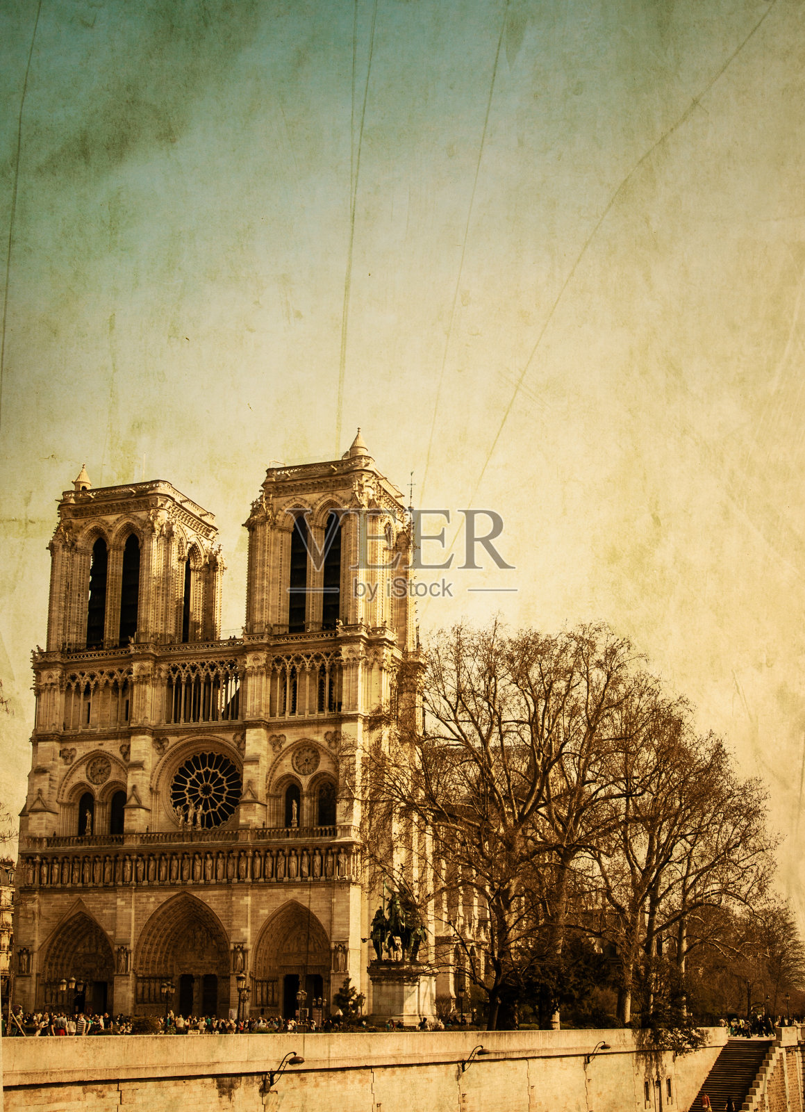 美丽的巴黎圣母院大教堂照片摄影图片