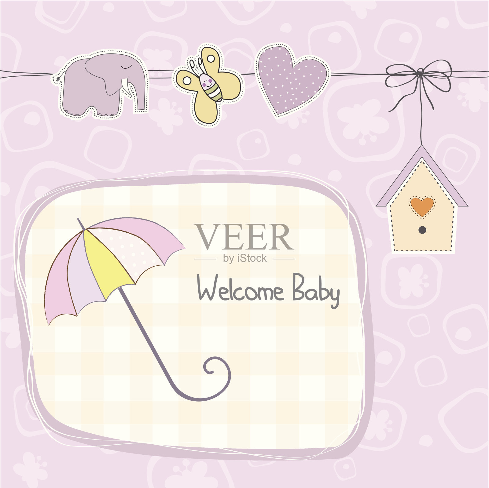 女婴淋浴卡插画图片素材