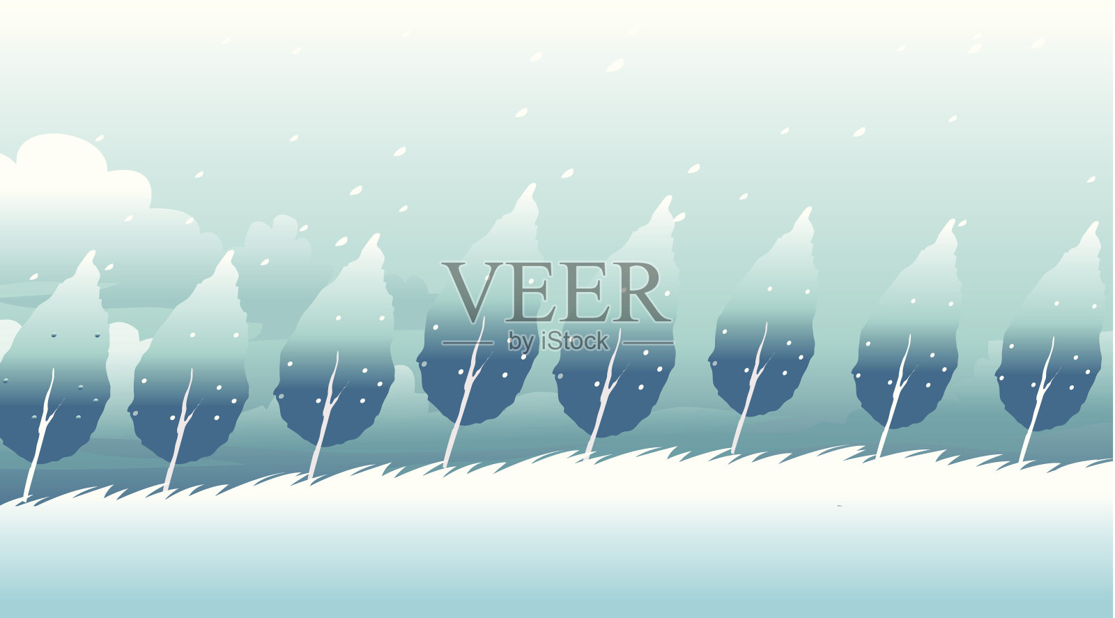 树木在冬天插画图片素材