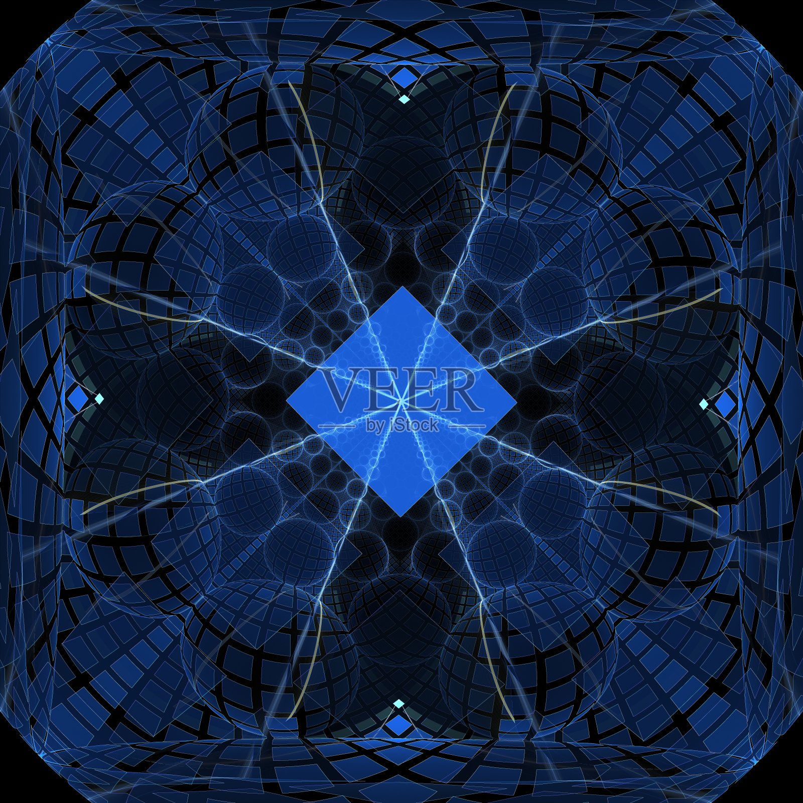 黑色背景上的方形分形插画图片素材