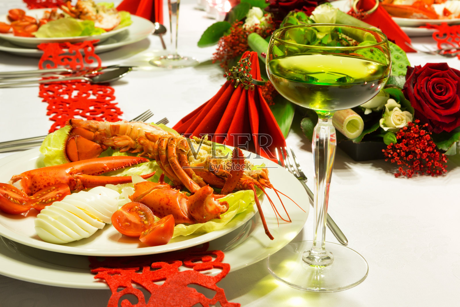 圣诞节龙虾表照片摄影图片