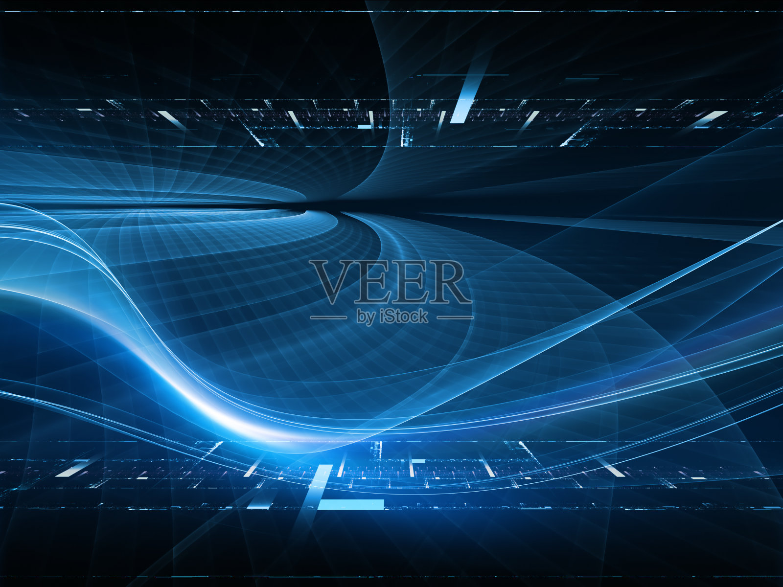 蓝色虚拟分形几何背景插画图片素材