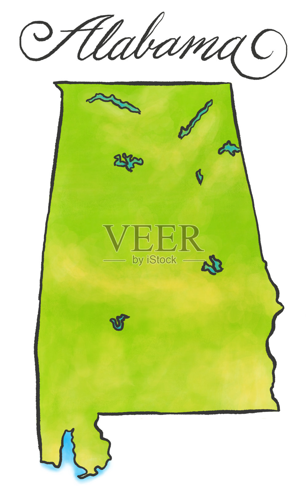 阿拉巴马州地图插画图片素材