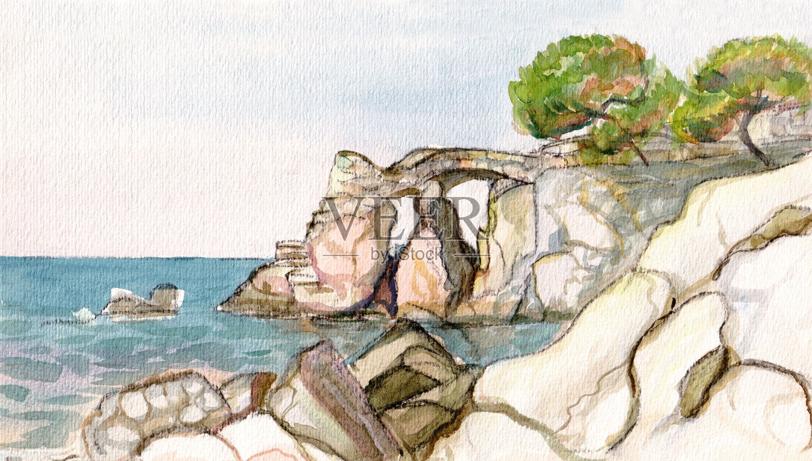 无情的海滩插画图片素材