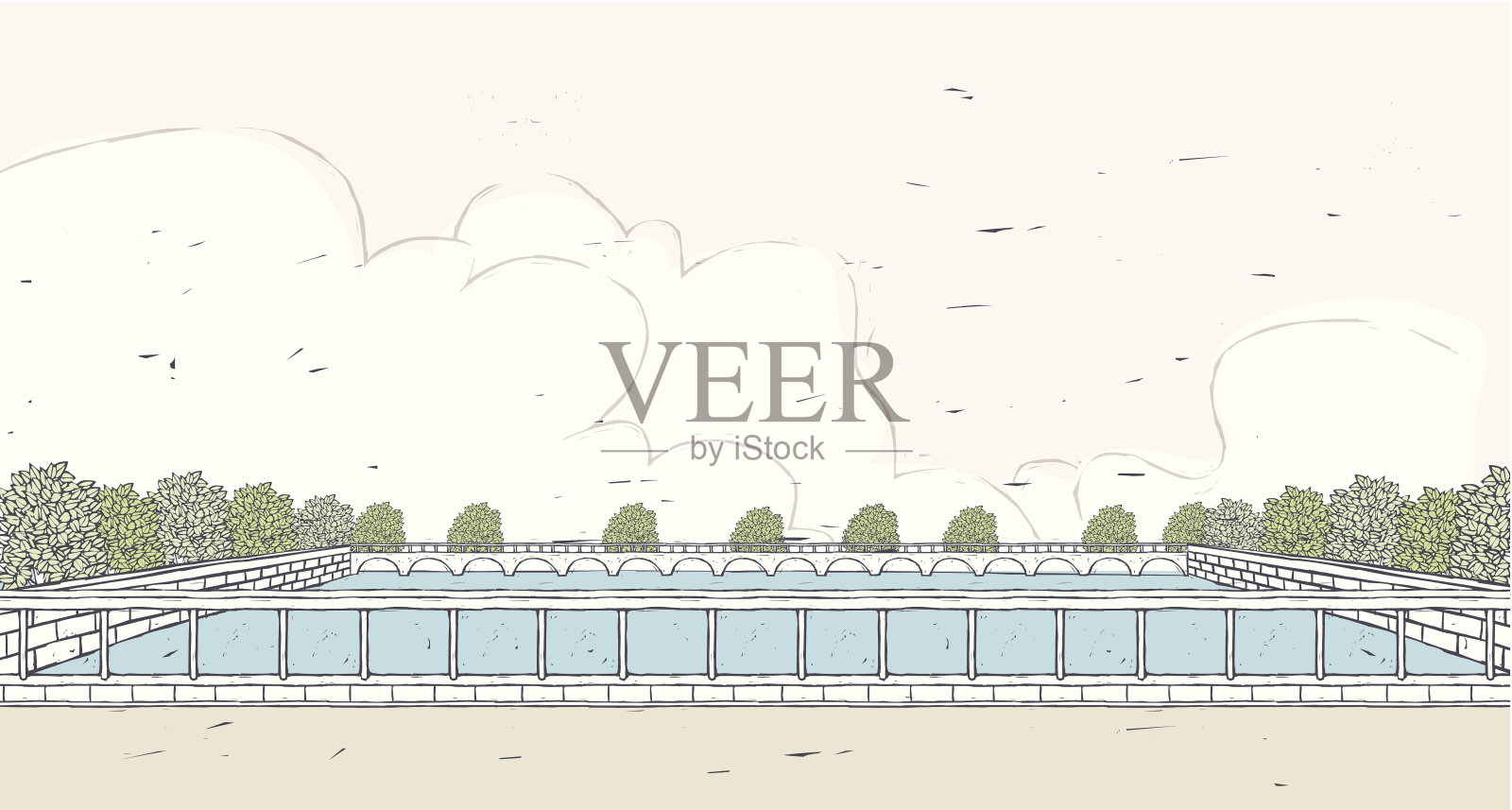 游泳池插画图片素材