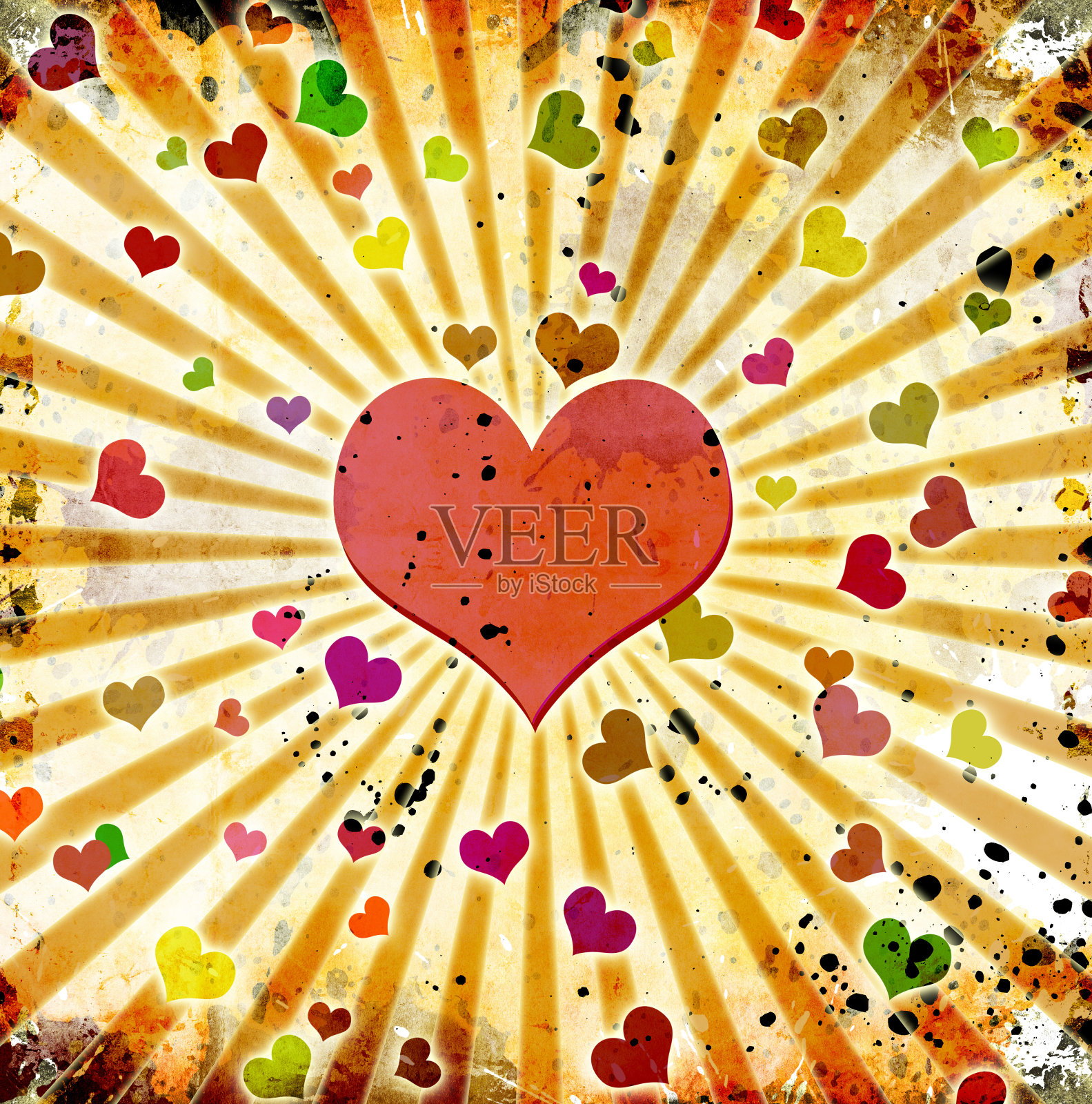 抽象的垃圾背景与心脏插画图片素材