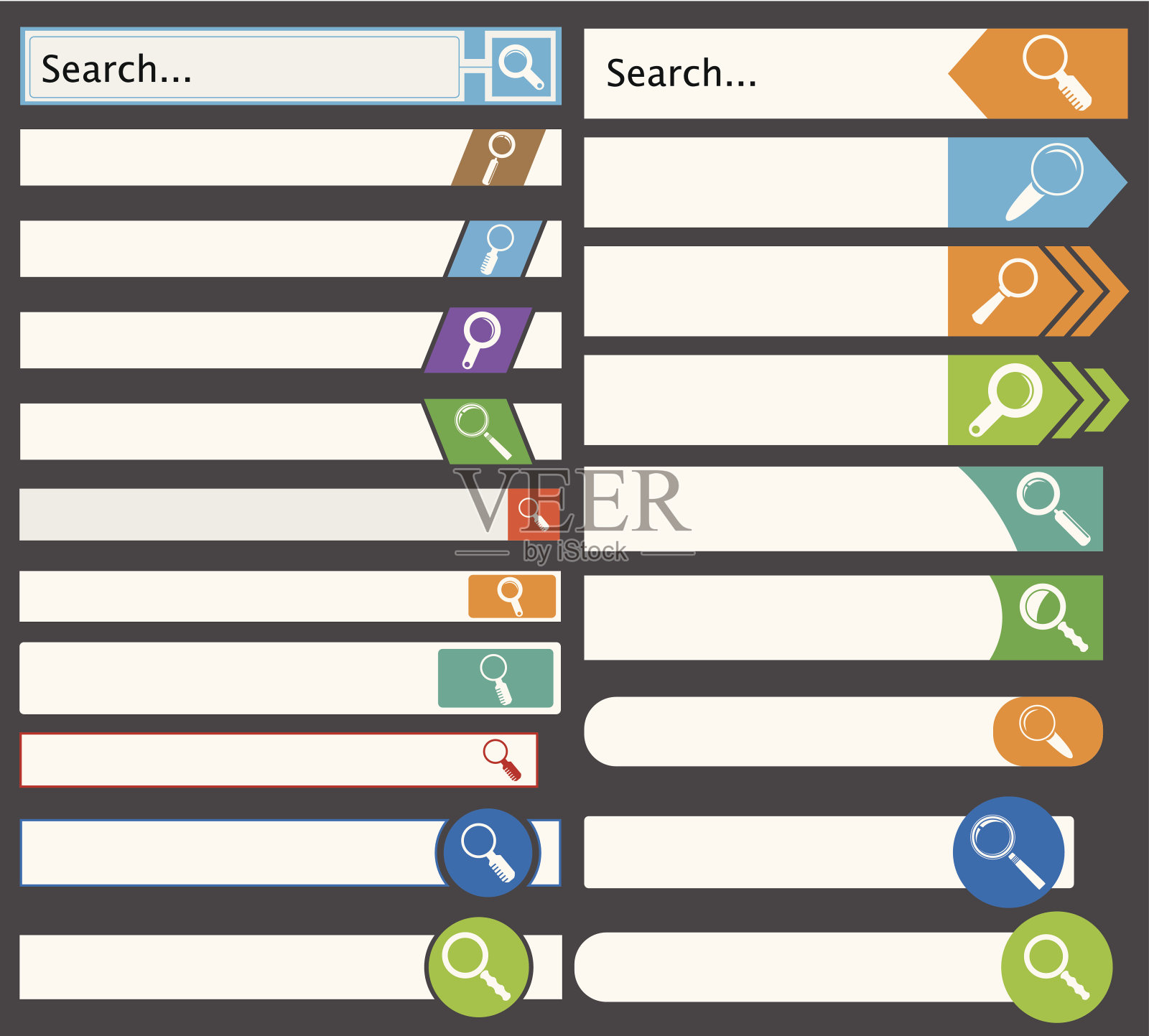 一组简单的搜索栏插画图片素材