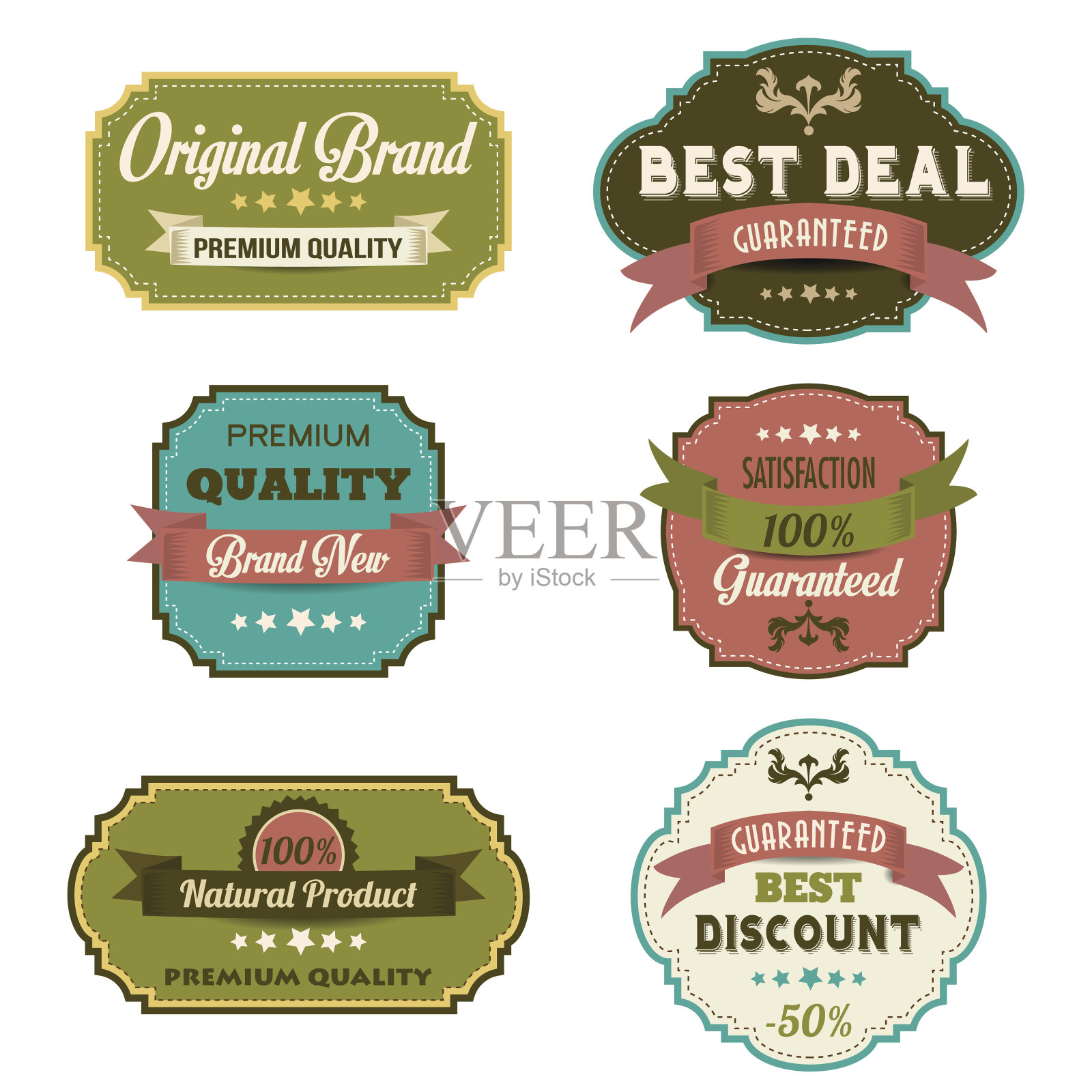 一套复古的标签插画图片素材