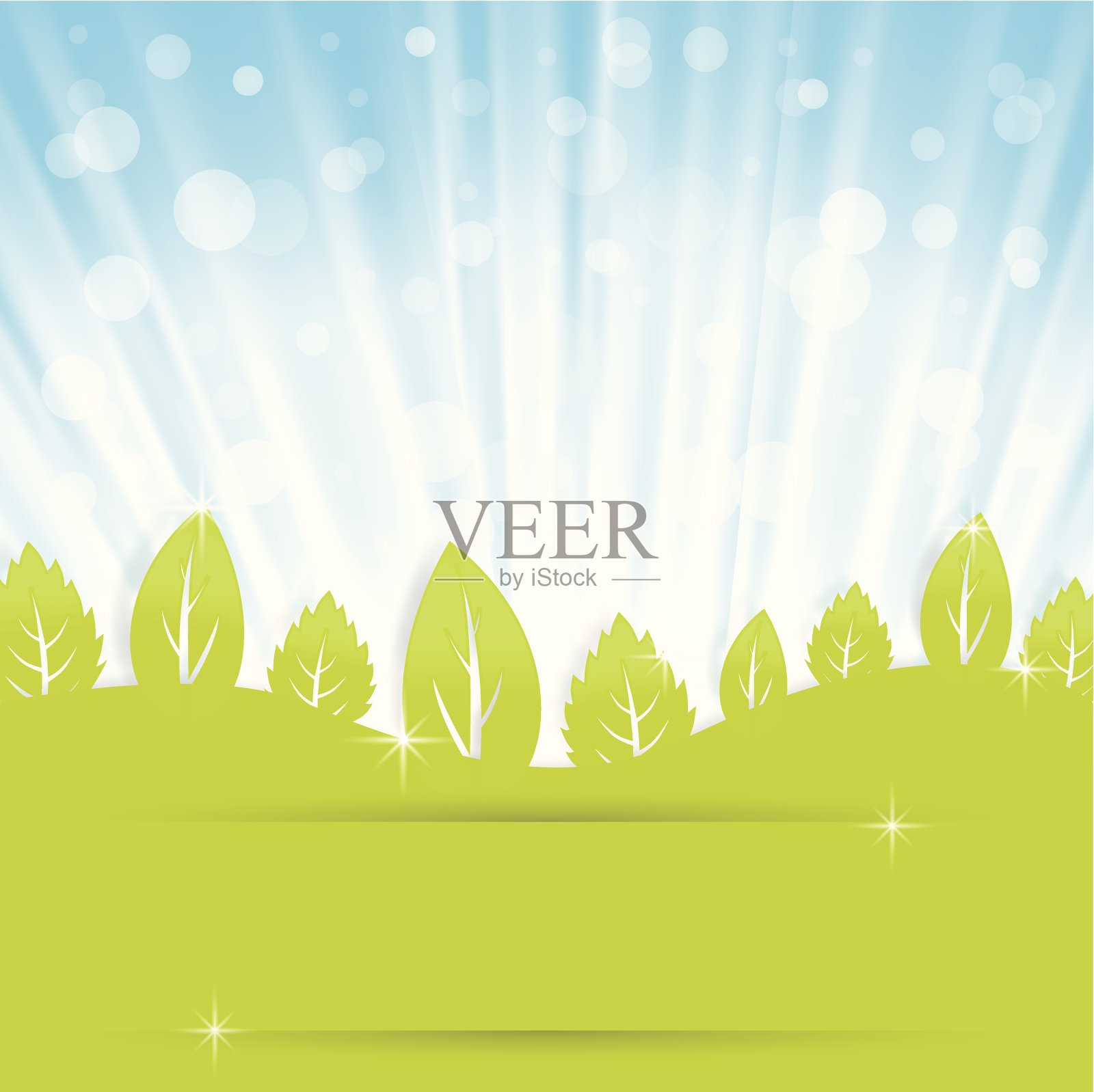 抽象背景与绿叶插画图片素材