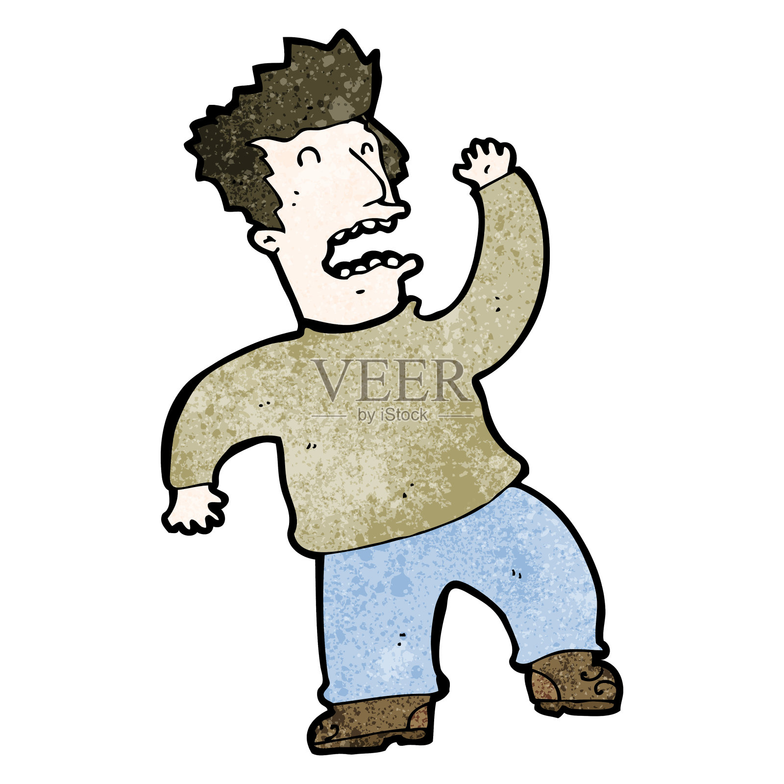 卡通疯狂跳舞的男人插画图片素材