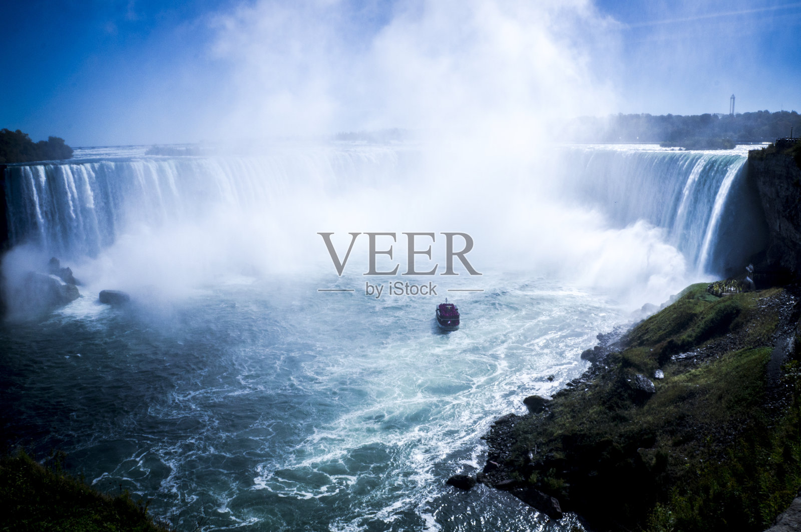 尼亚加拉大瀑布和游客照片摄影图片