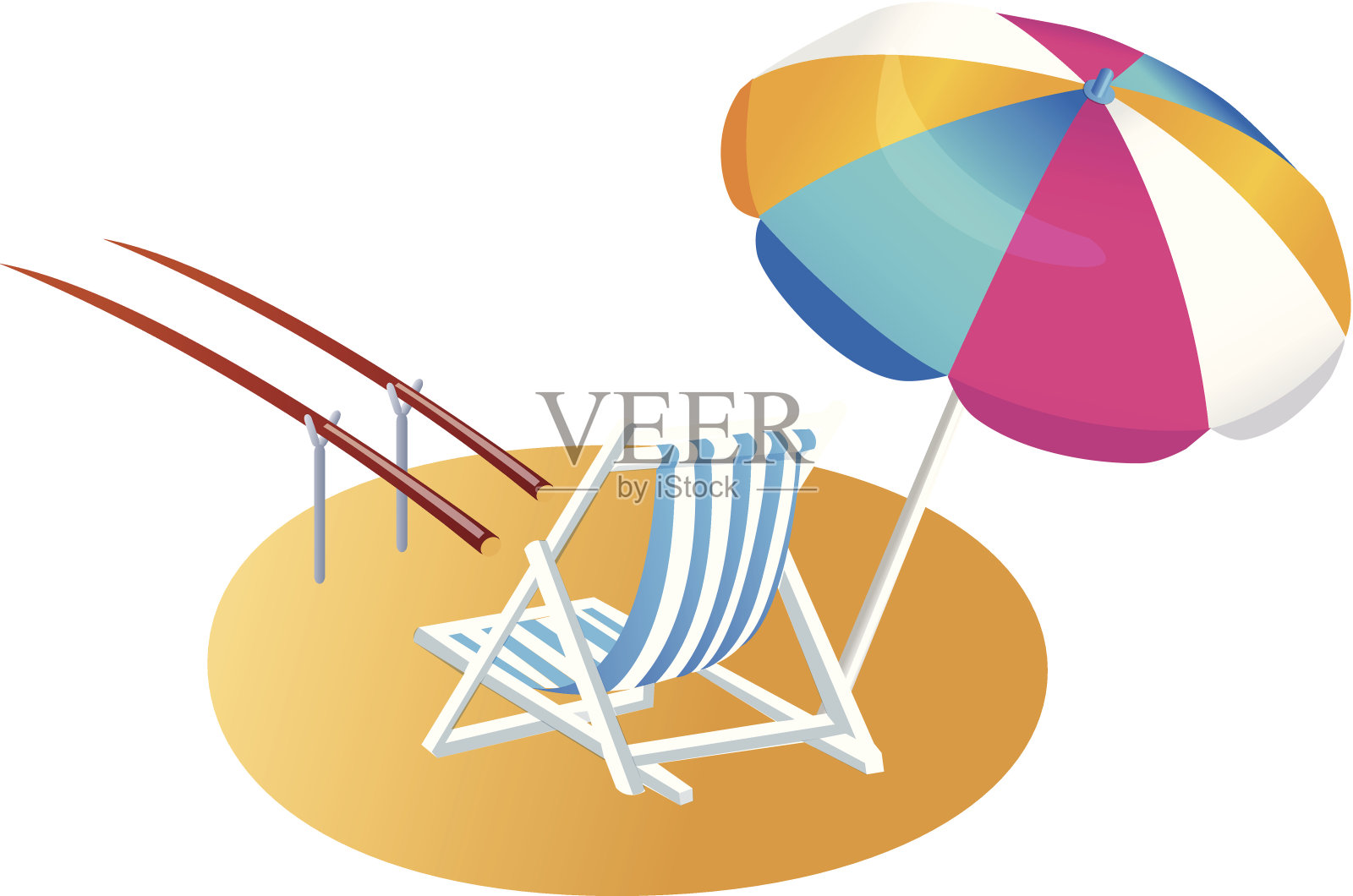 矢量图标阳伞和椅子插画图片素材