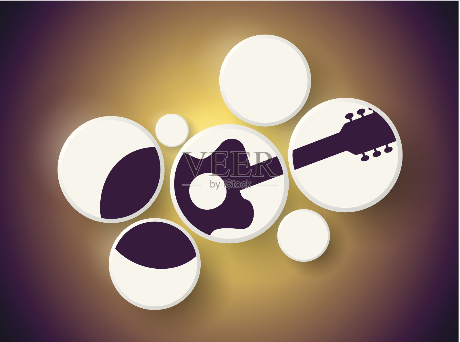 吉他在圈子里插画图片素材