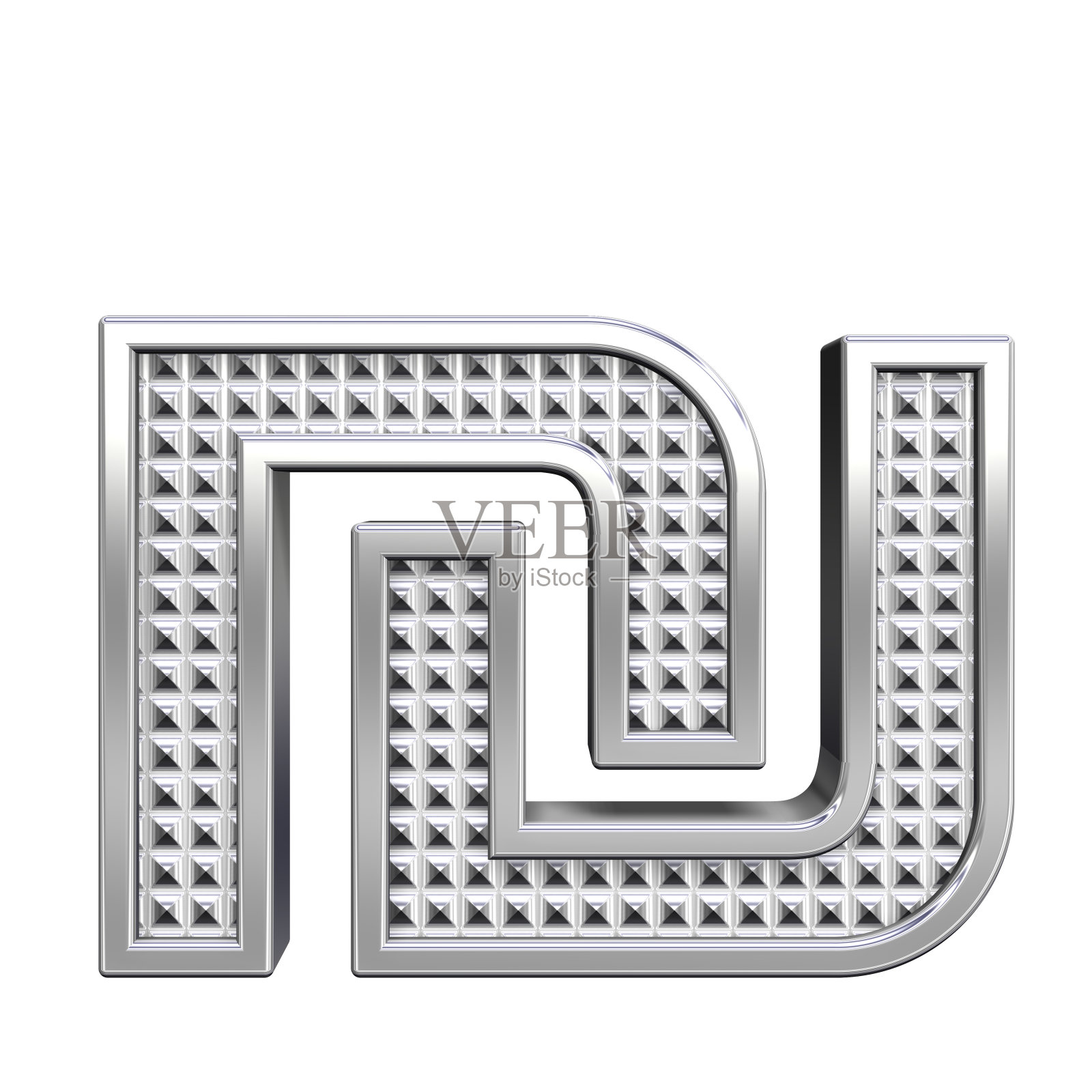 谢克尔标志从滚花铬字母表集照片摄影图片