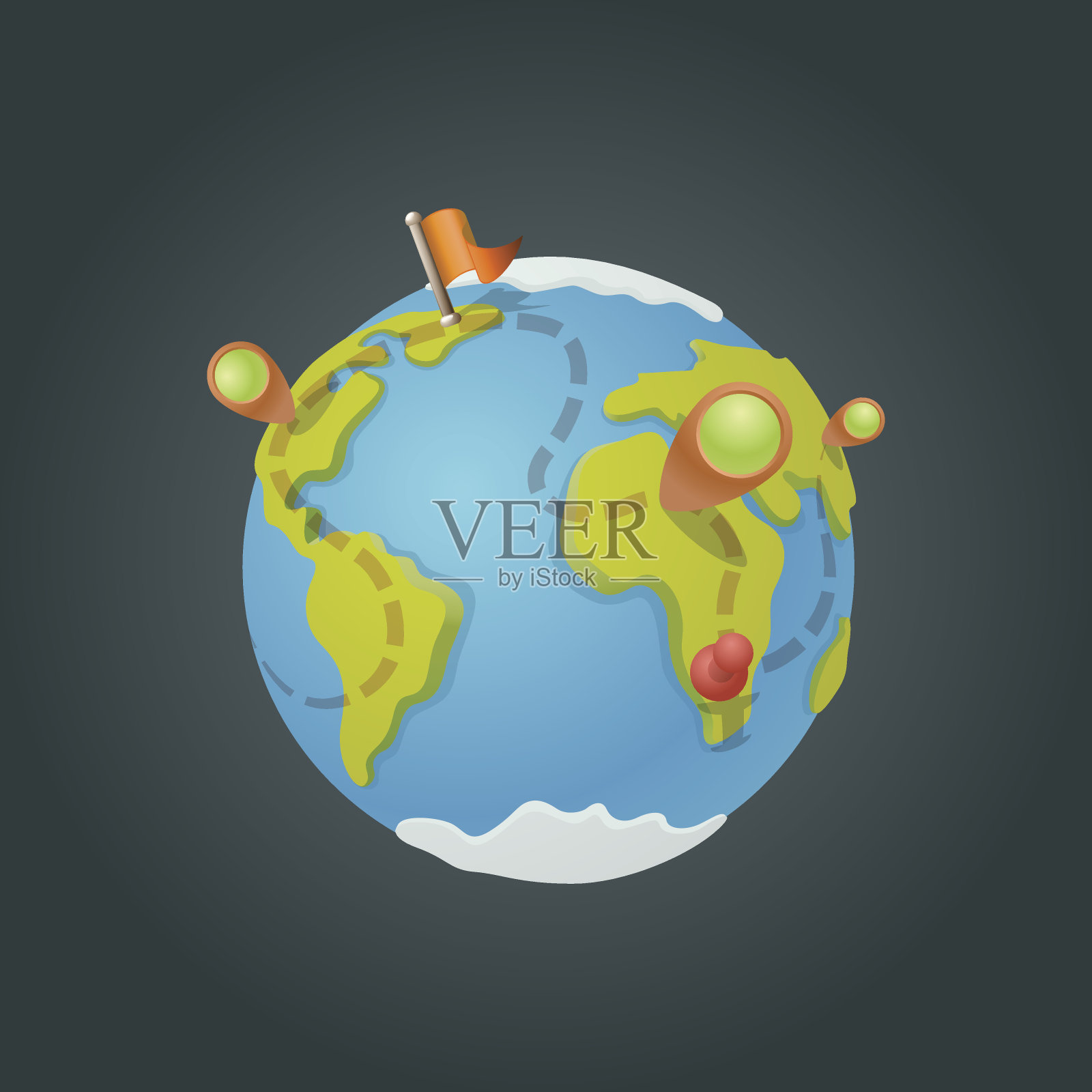 地球地球矢量卡通导航图标插画图片素材