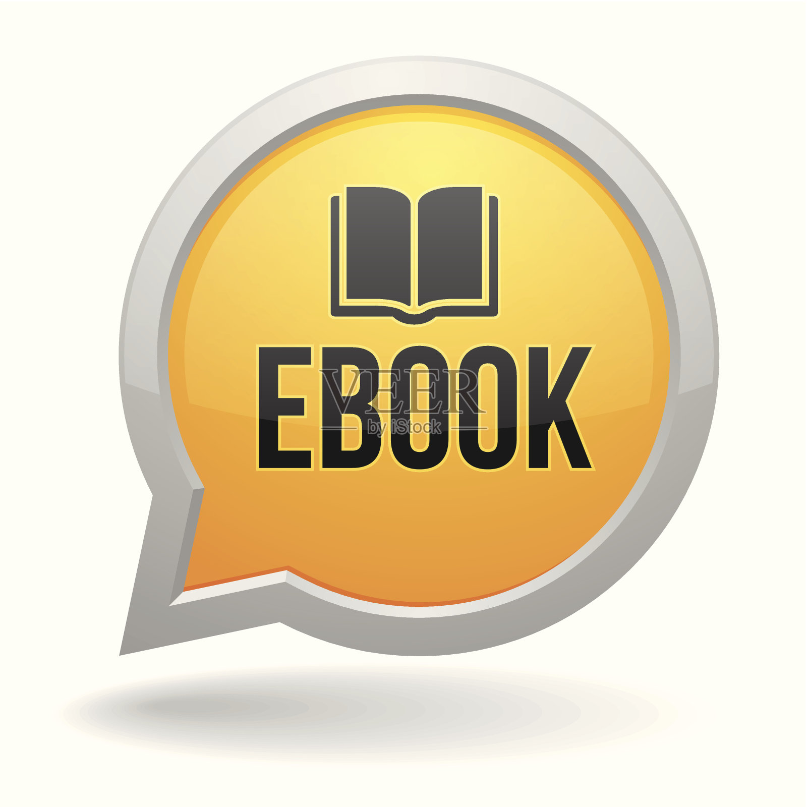 黄色圆形电子书语音泡泡设计元素图片