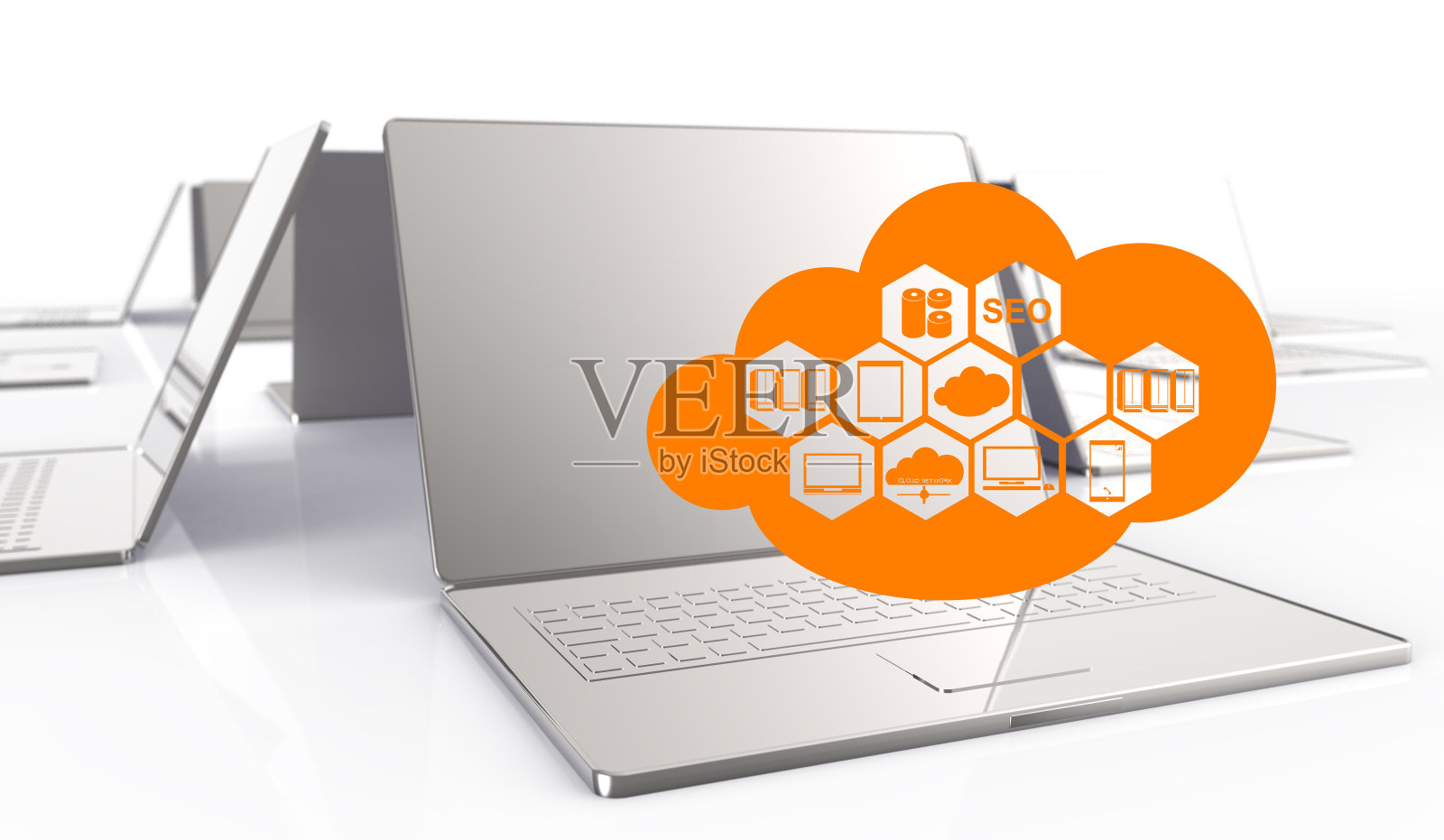 云计算图表上的新计算机界面照片摄影图片