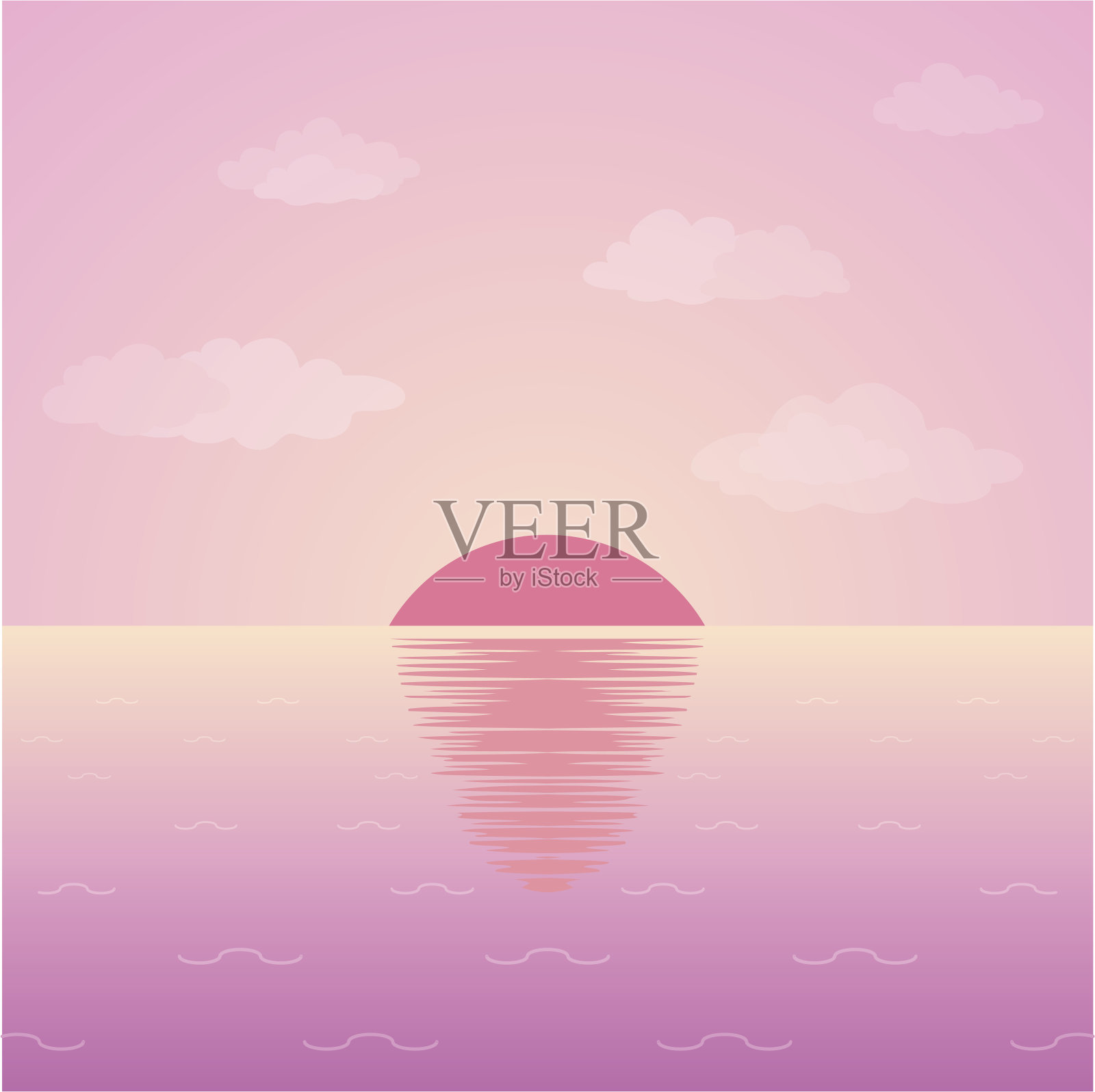 阳光和大海插画图片素材