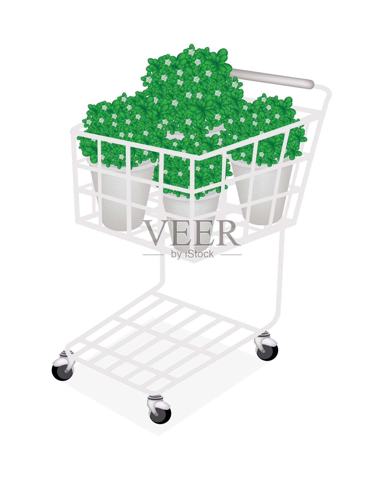 购物车中的茉莉花插图设计元素图片