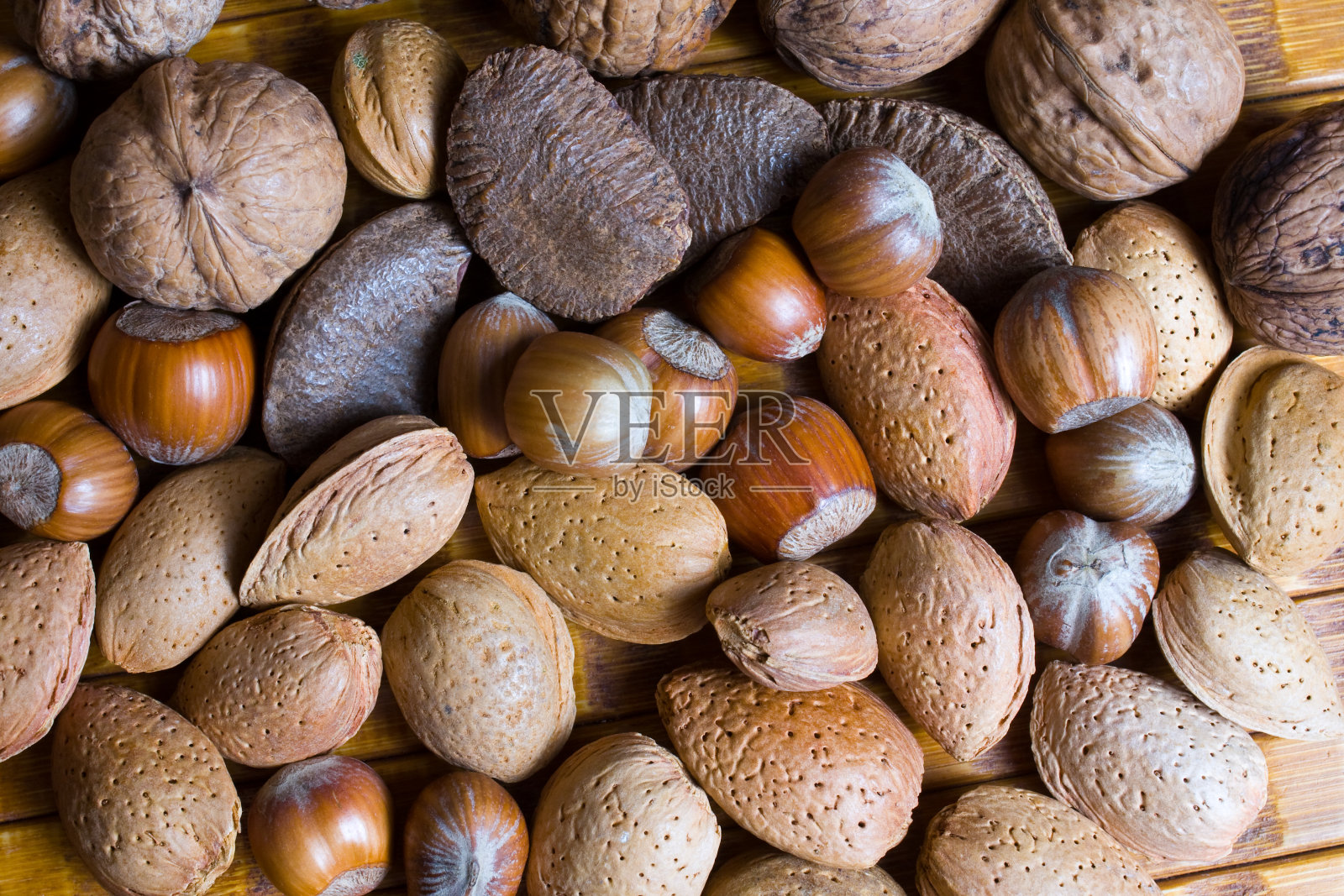 混合坚果在巴西壳的选择照片摄影图片