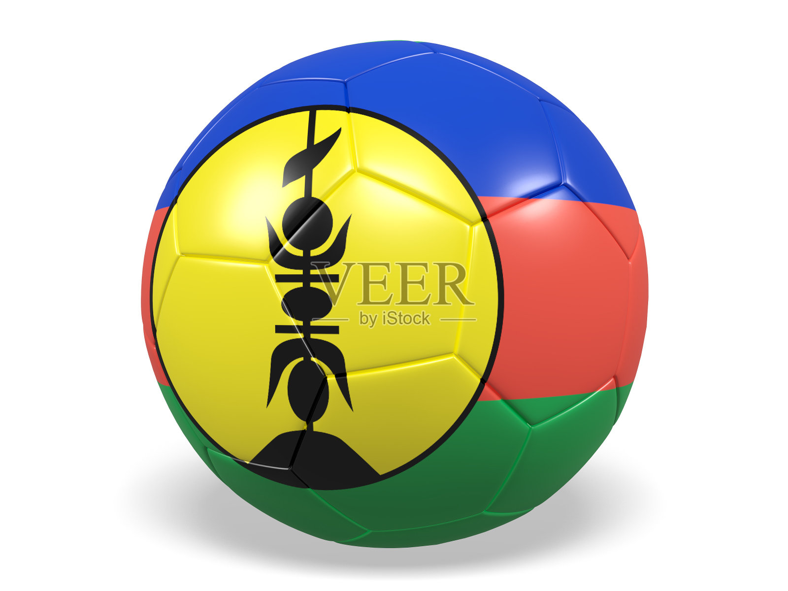 带有喀里多尼亚旗帜的足球。照片摄影图片