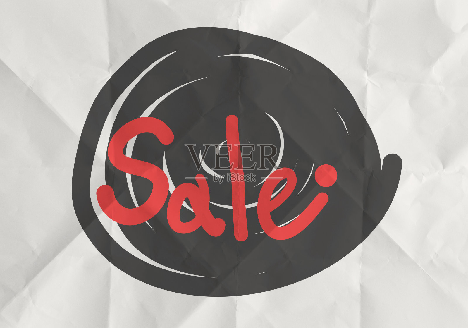 文字销售与皱纸的背景照片摄影图片