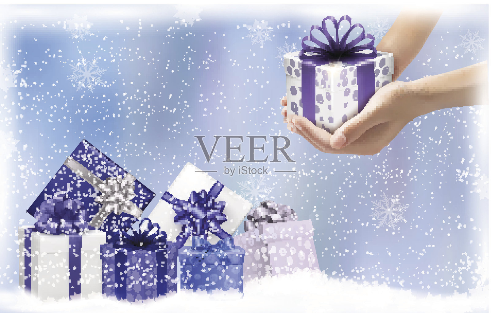 圣诞背景与礼物盒。插画图片素材