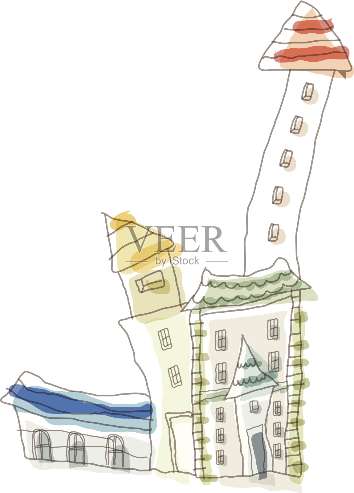 图标的建筑插画图片素材