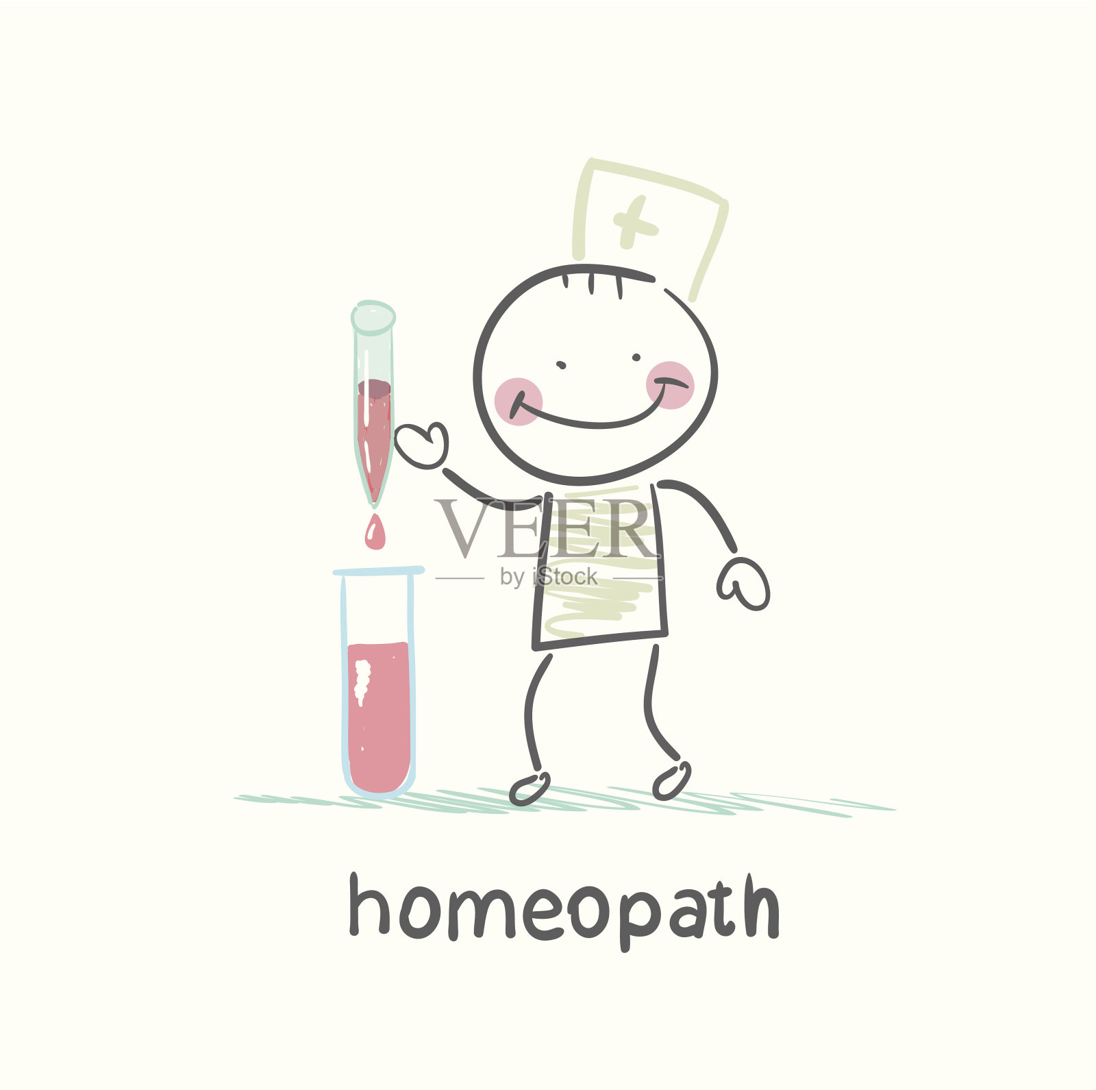 在试管中制备的顺势疗法药物插画图片素材
