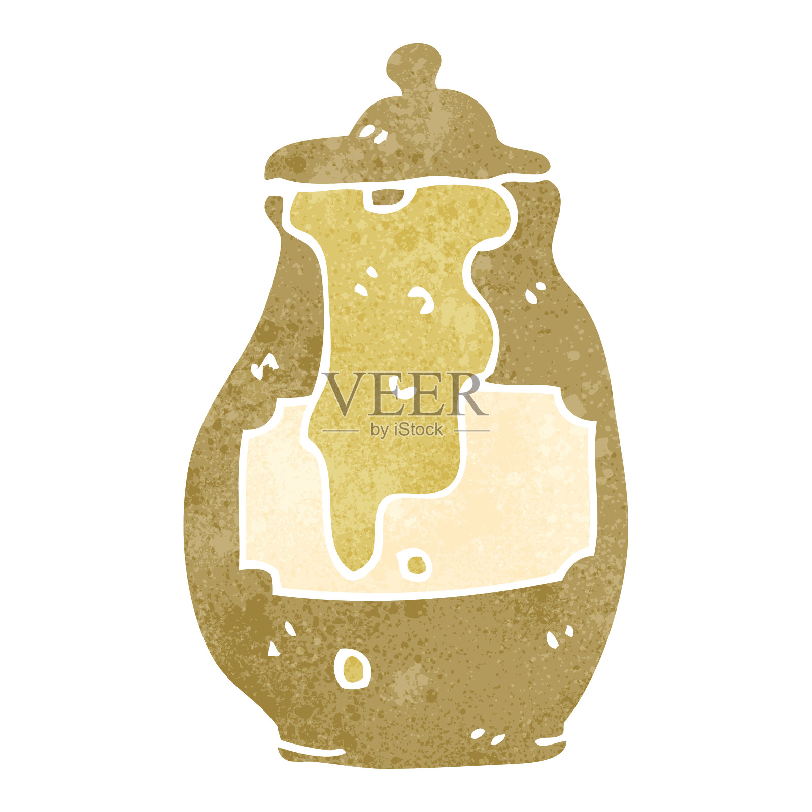 复古卡通蜜罐插画图片素材