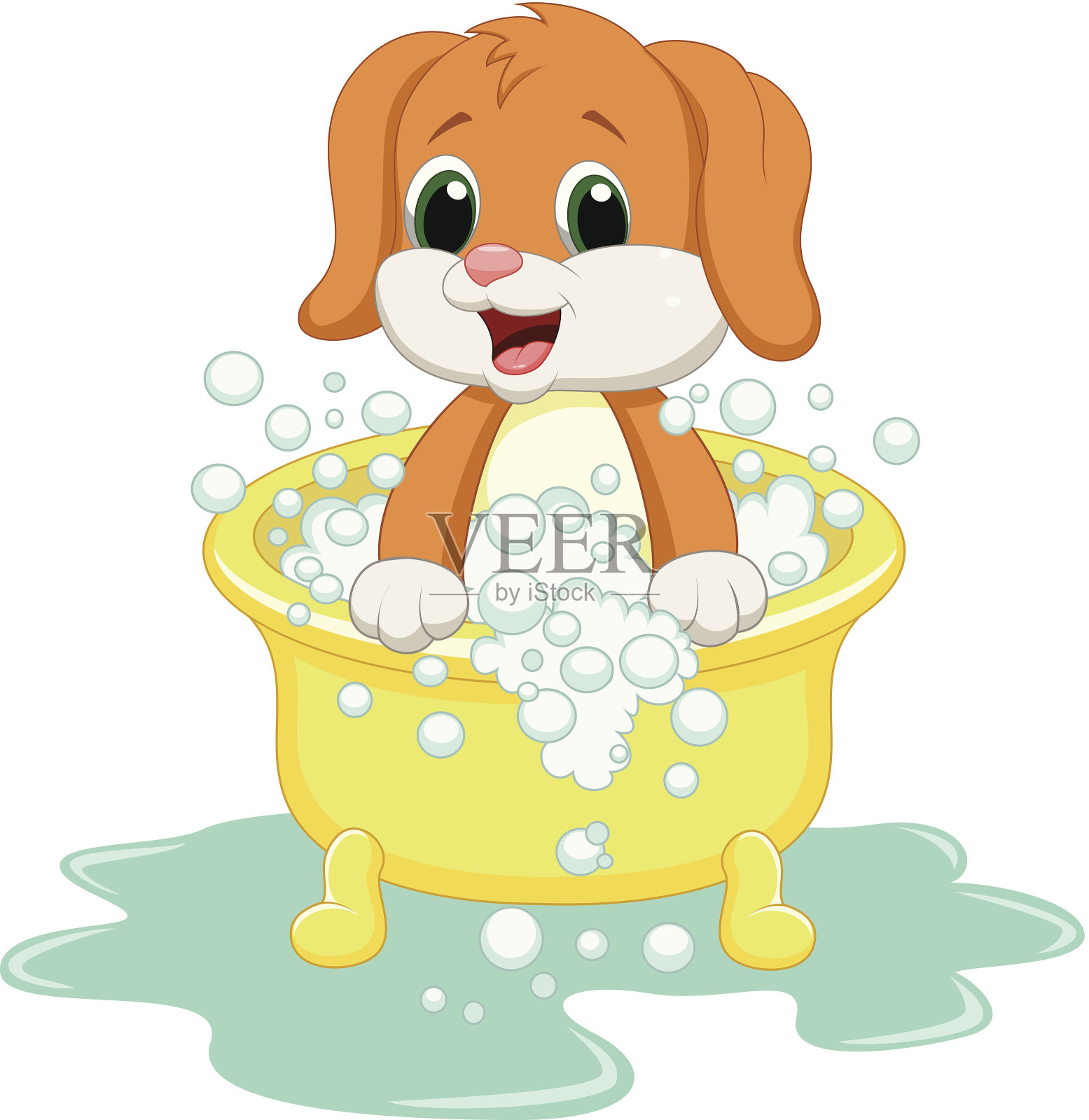 卡通狗洗澡设计元素图片