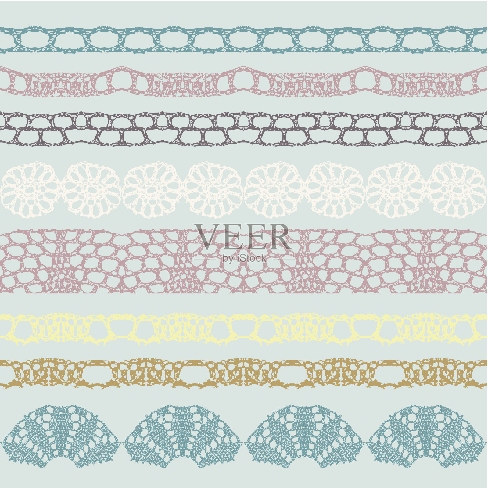 一套美丽的蕾丝向量修剪插画图片素材