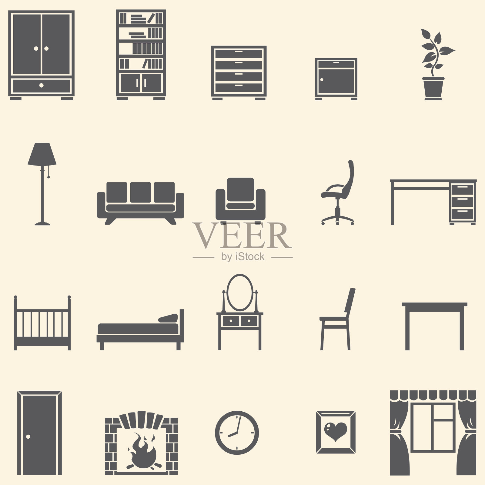 矢量集20家具图标图标素材