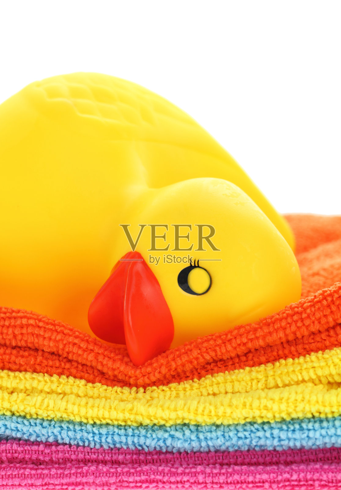 黄色橡皮鸭睡毛巾照片摄影图片