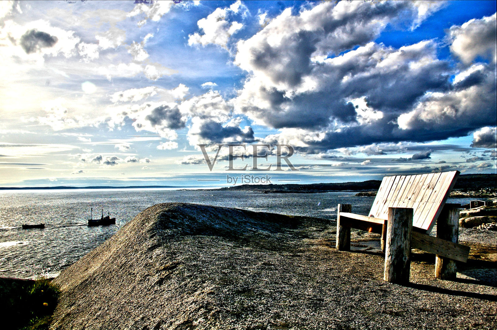 佩吉湾的长椅照片摄影图片