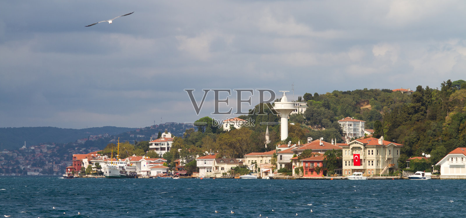 博斯普鲁斯海峡的建筑照片摄影图片