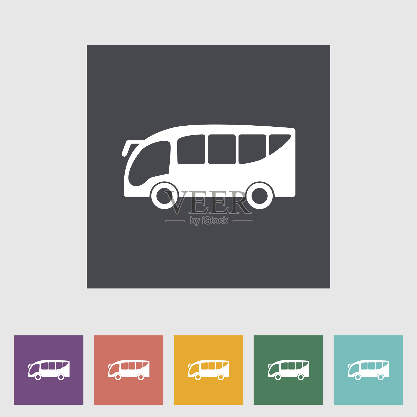 公共汽车平面图标插画图片素材