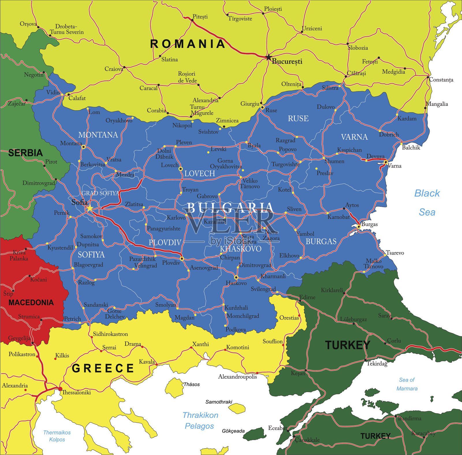 保加利亚地图插画图片素材