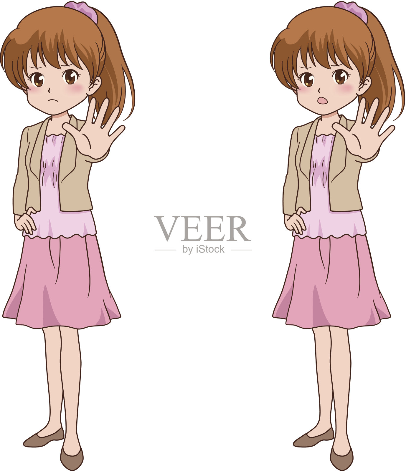 可爱的女孩和女孩插画图片素材