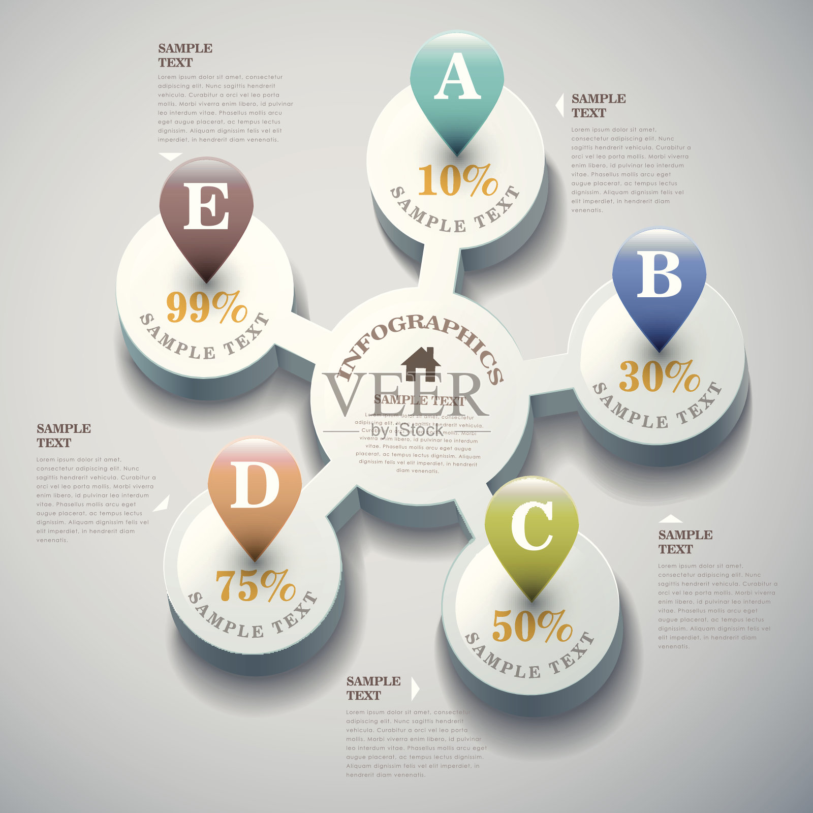 矢量抽象三维信息图插画图片素材