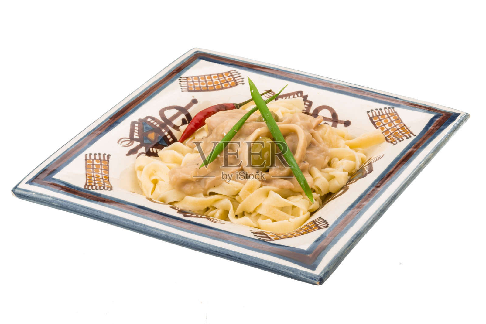 意大利面和鱿鱼照片摄影图片