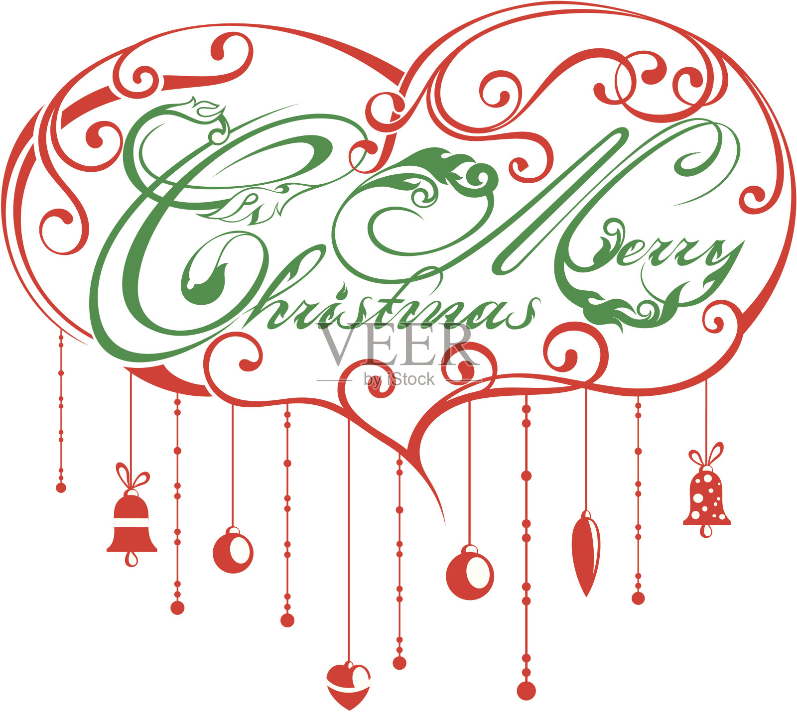 圣诞背景与心和玩具插画图片素材