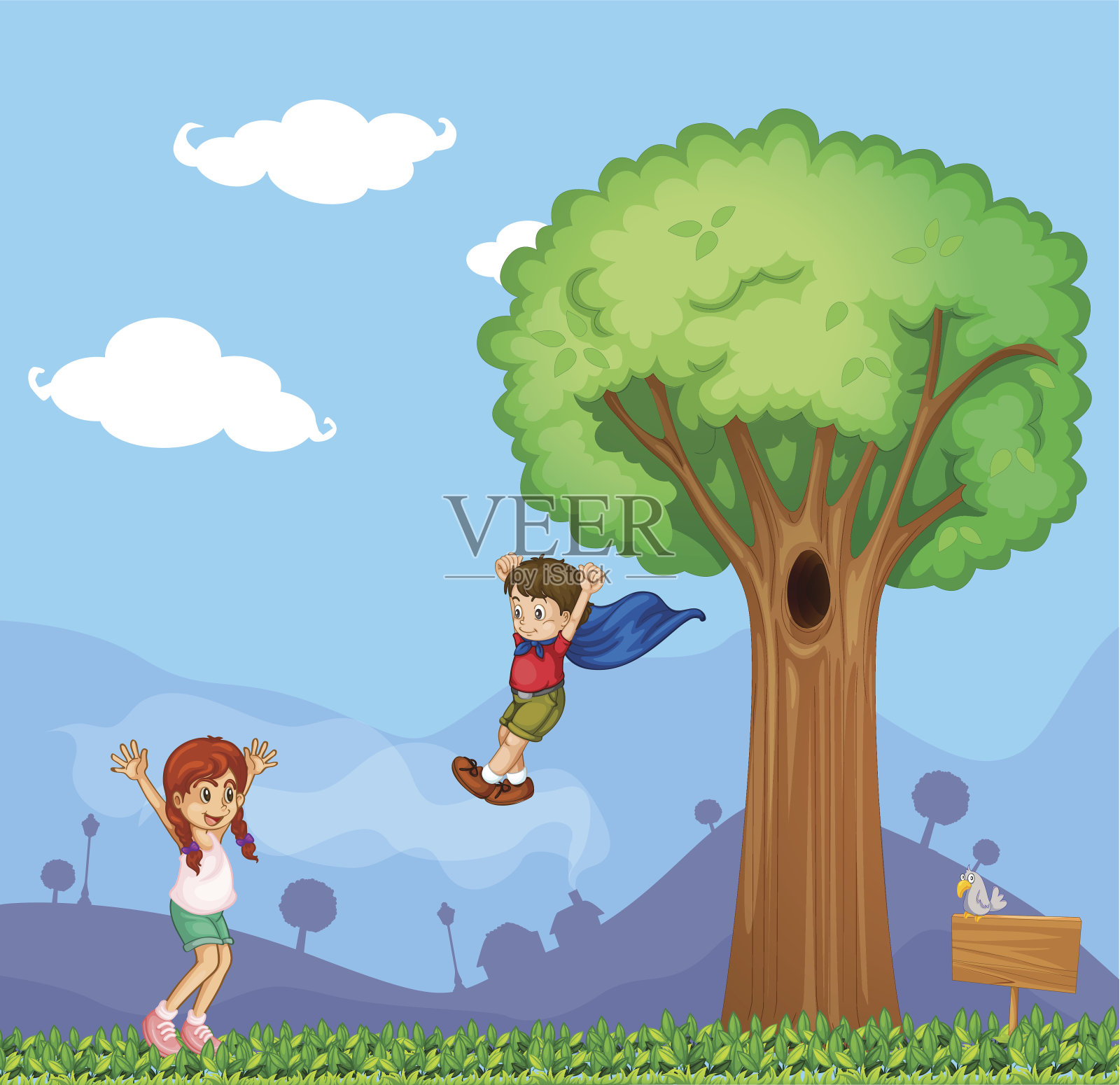 飞行插画图片素材