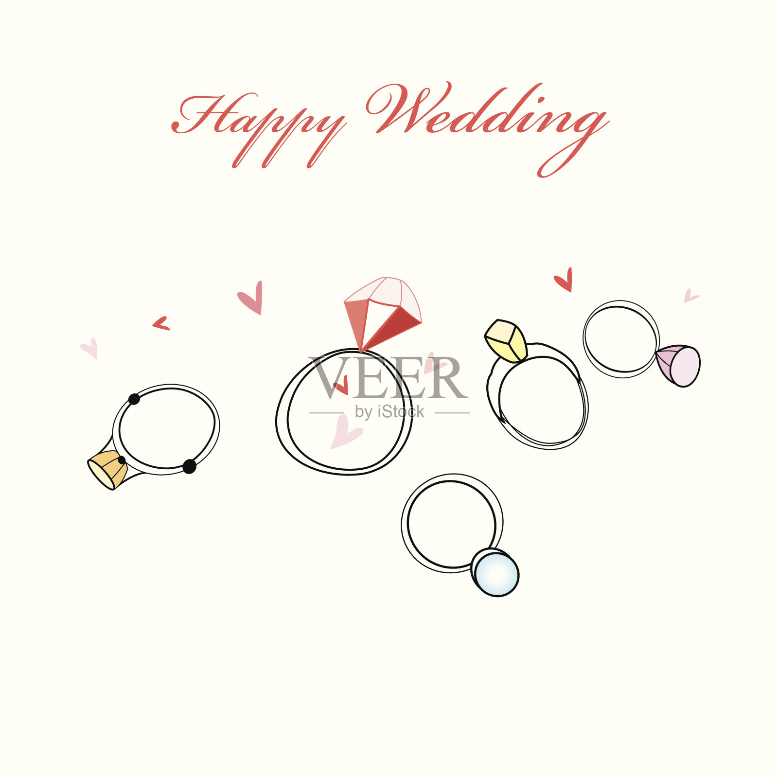 结婚戒指插画图片素材