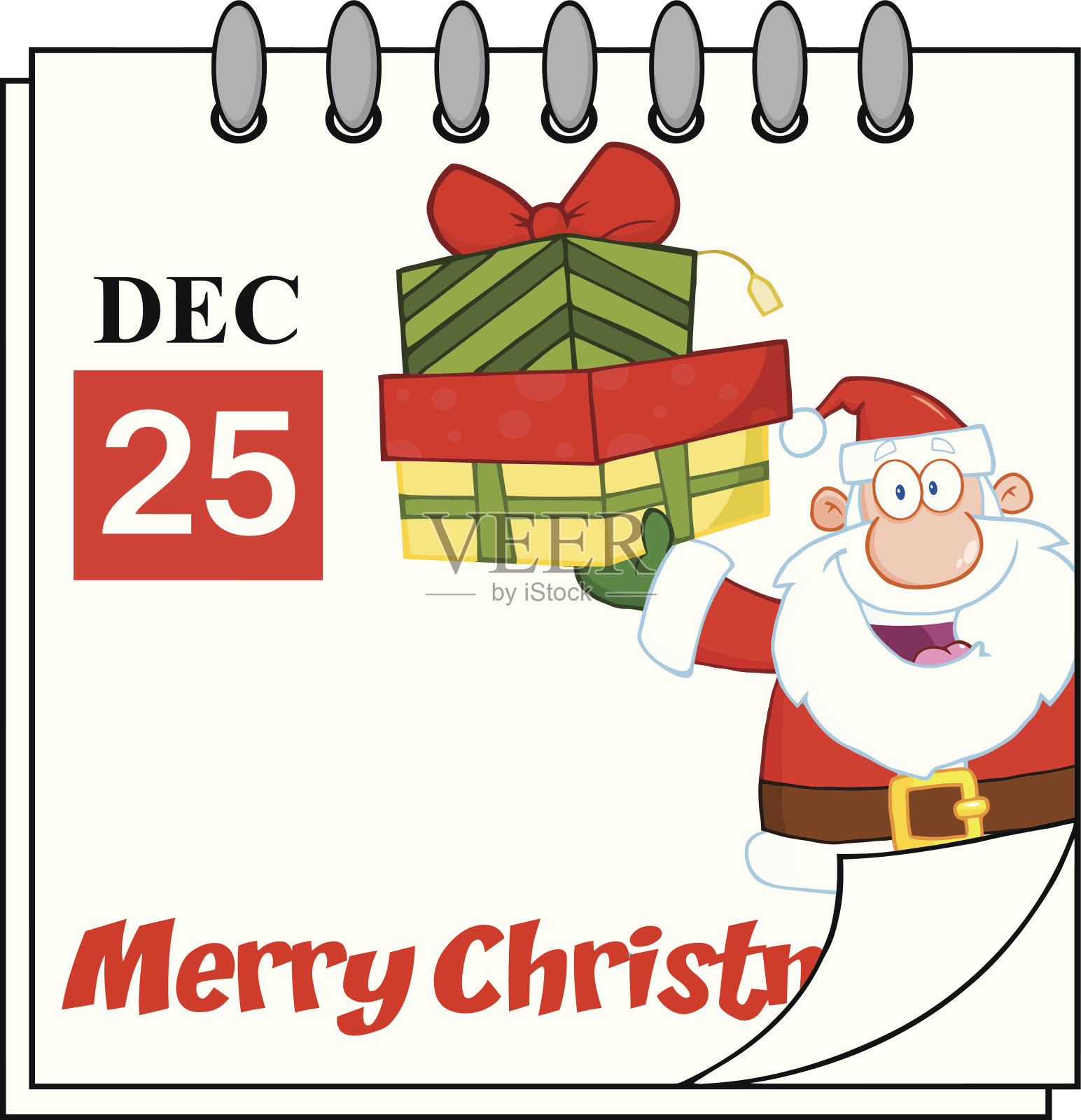 有圣诞老人的圣诞假期日历插画图片素材